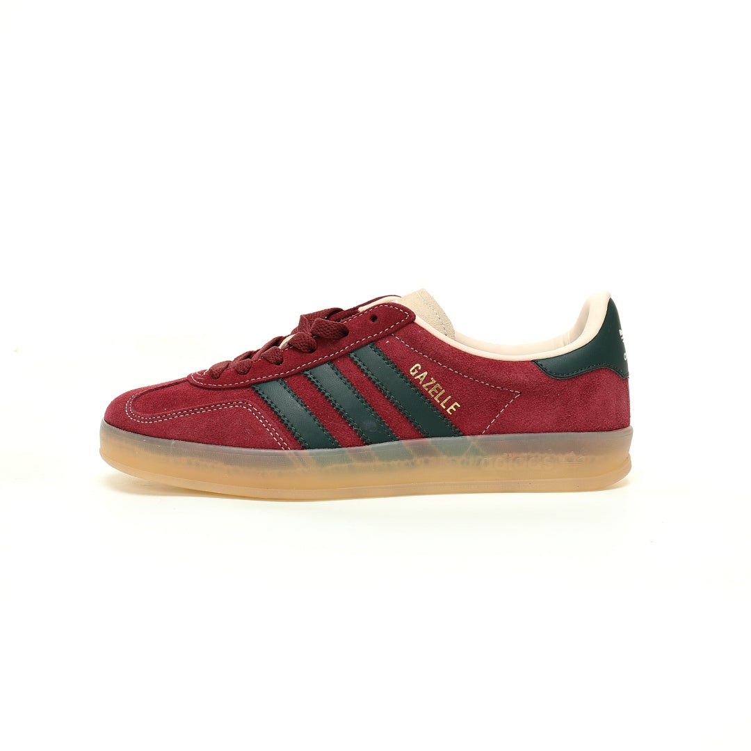 Adidas Originals Gazelle Indoor ¨C Burgundy / Dark Green Gum Suede Low-Top Sneakers