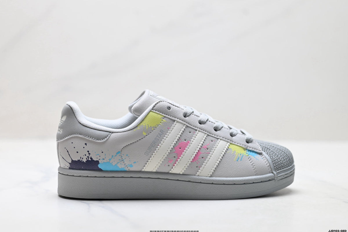 adidas Originals Superstar ¡ª Light Gray Multicolor Paint Splash | Shell Toe