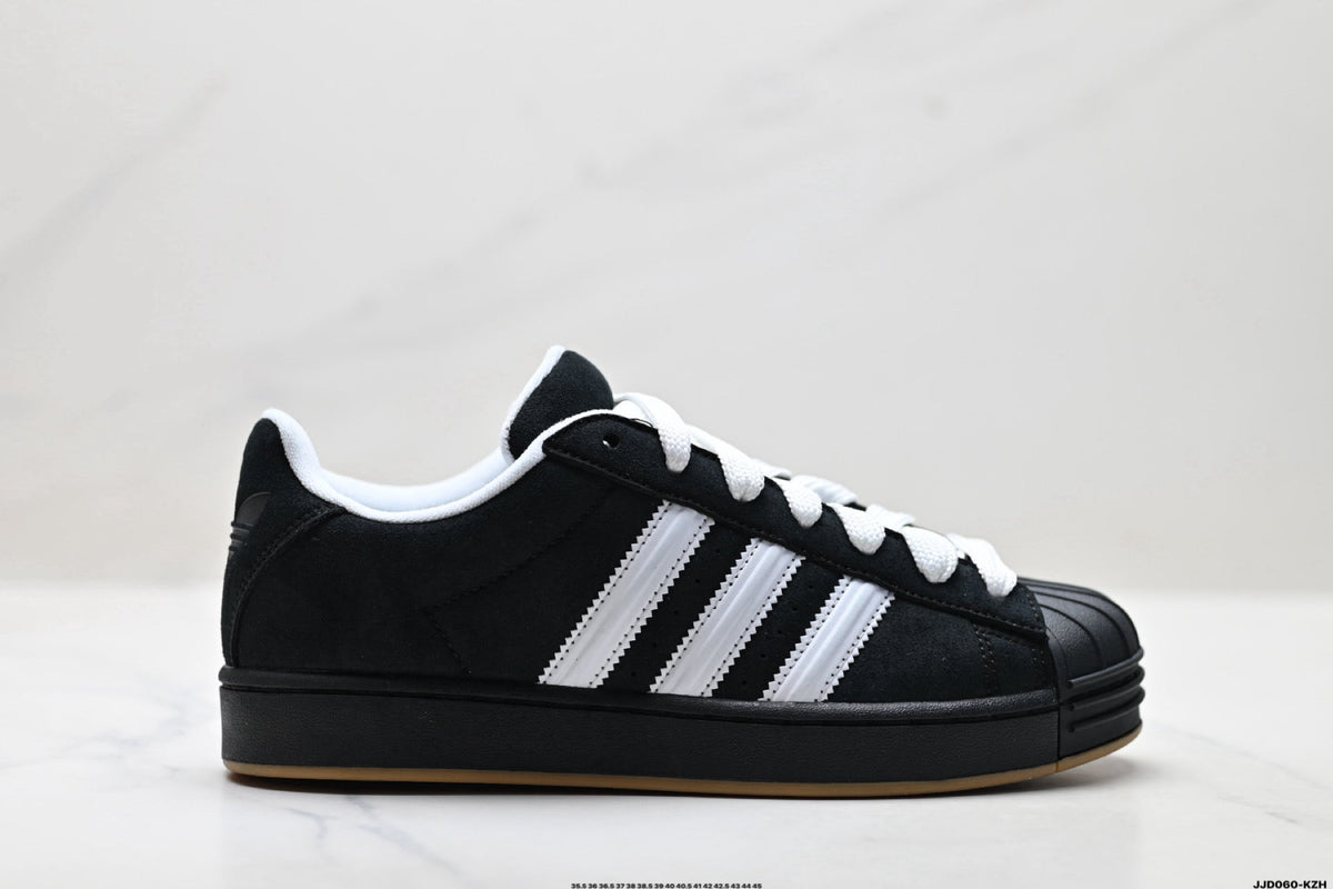 adidas Originals Superstar ¡ª Black Suede & White | Gum Shell Toe