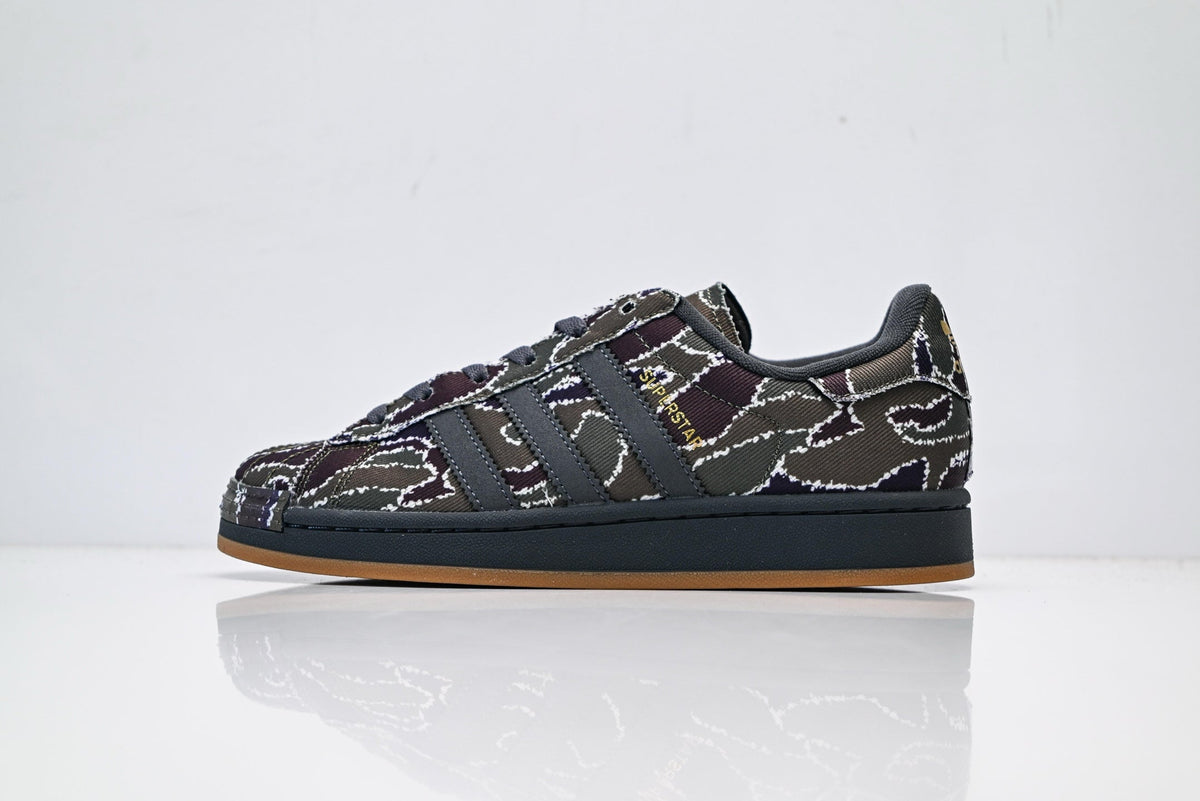adidas Originals Superstar ¨C Dark Floral Print Textile with Dark Grey & Gum Brown Shell Toe