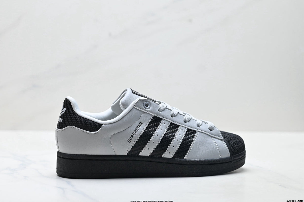 adidas Originals Superstar ¡ª Light Grey & Black Woven | White Shell Toe