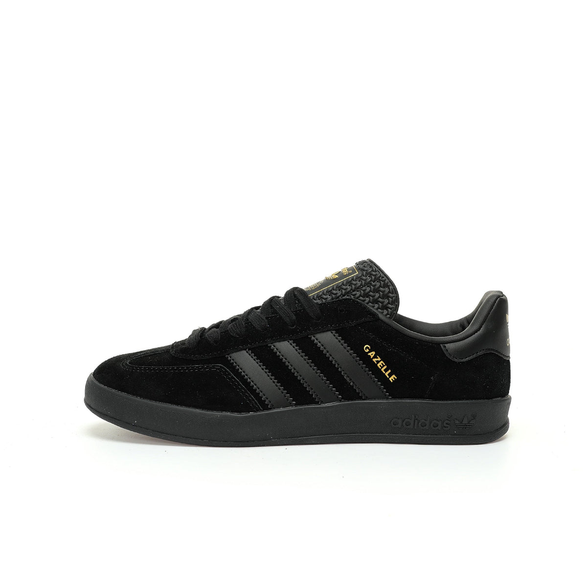 Adidas Originals Gazelle Indoor ¨C All-Black / Gold Logo Suede Low-Top Sneakers