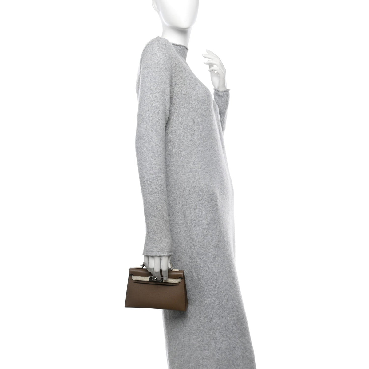 Madame Calfskin Matte Alligator Mini Kelly Sellier Touch 20 Etoupe Beton