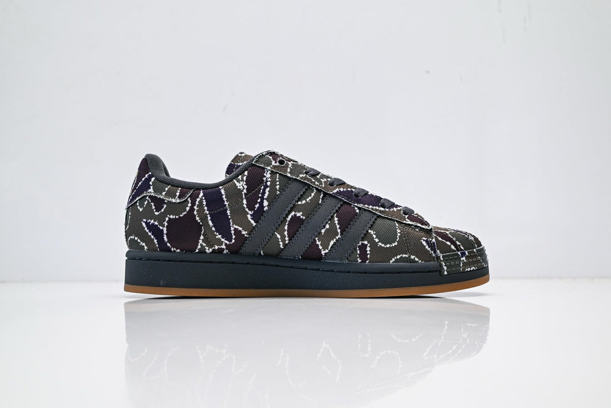 adidas Originals Superstar ¨C Dark Floral Print Textile with Dark Grey & Gum Brown Shell Toe
