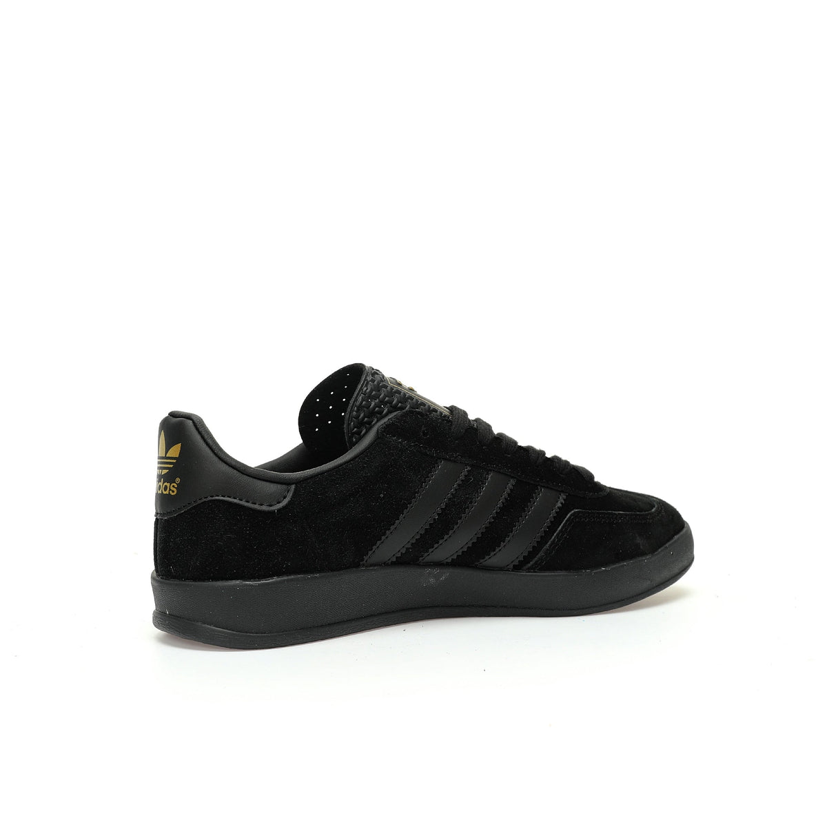 Adidas Originals Gazelle Indoor ¨C All-Black / Gold Logo Suede Low-Top Sneakers