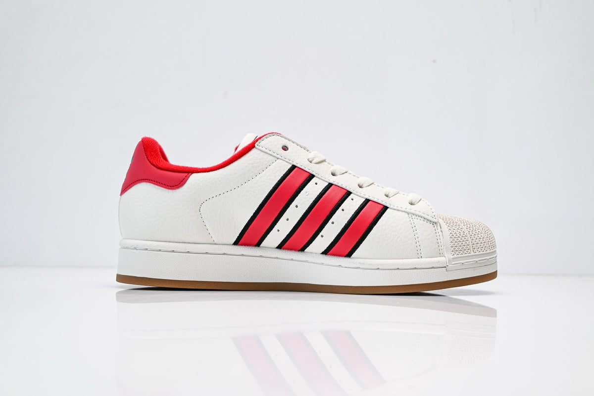 adidas Originals Superstar ¨C White with Red 3-Stripes & Gum Brown Shell Toe