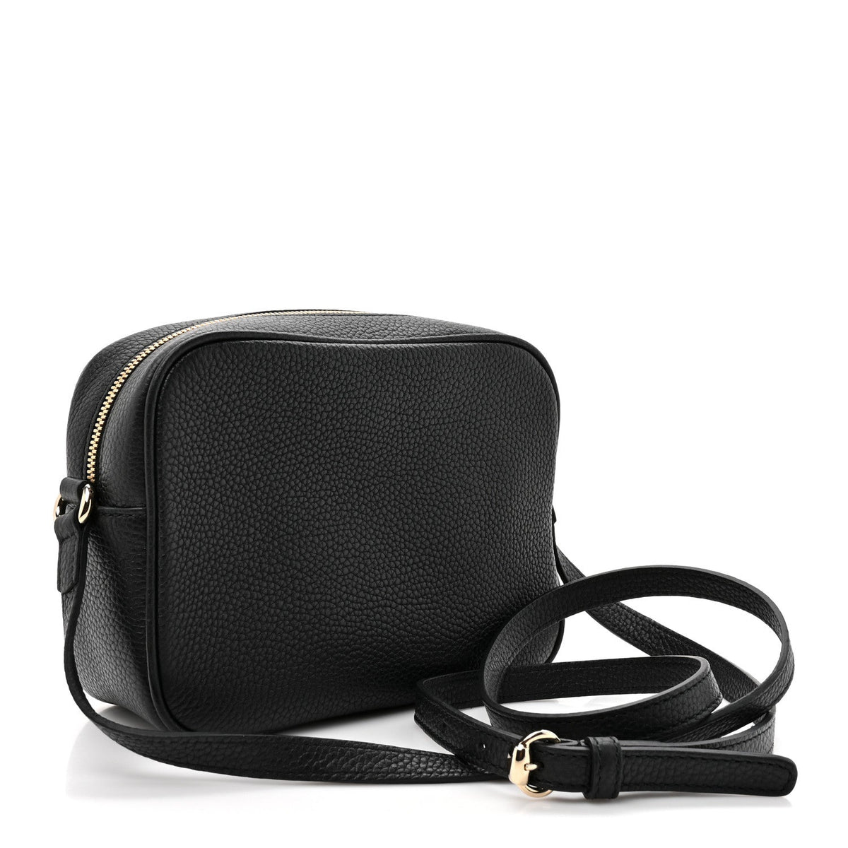 Pebbled Calfskin Small Soho Disco Bag Black