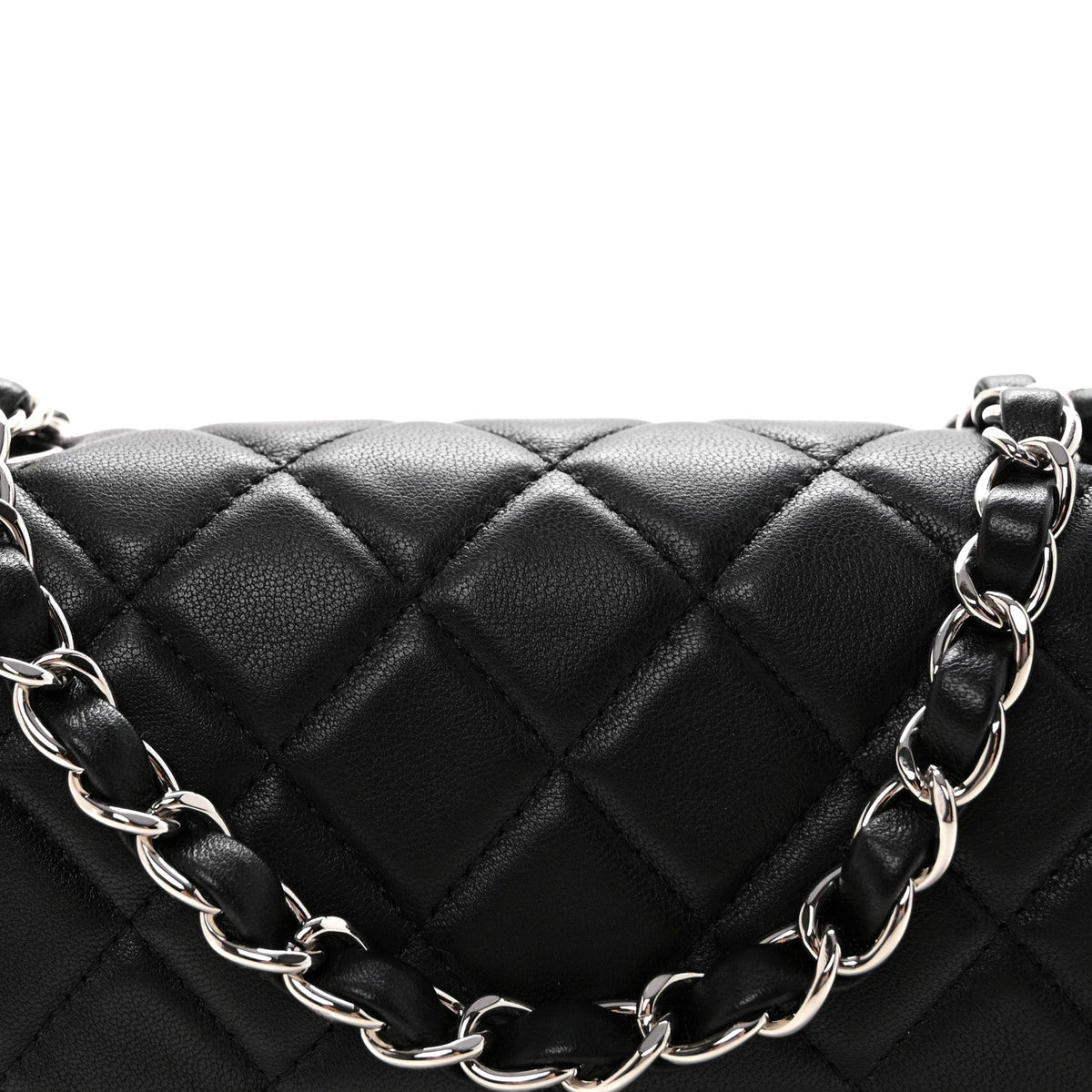 Lambskin Quilted Mini Rectangular Flap Black