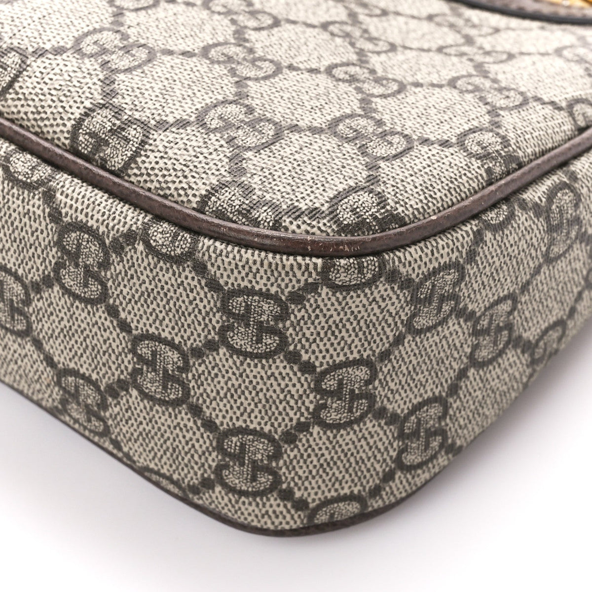 GG Supreme Monogram Textured Dollar Calfskin Web Small Ophidia GG Handbag Beige Ebony New Acero