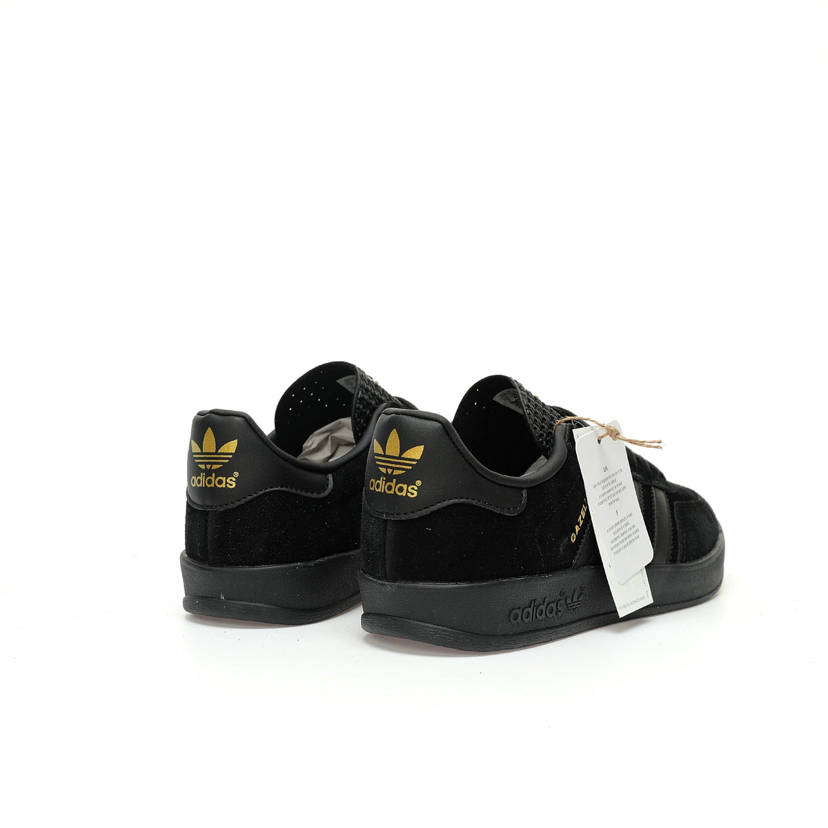Adidas Originals Gazelle Indoor ¨C All-Black / Gold Logo Suede Low-Top Sneakers