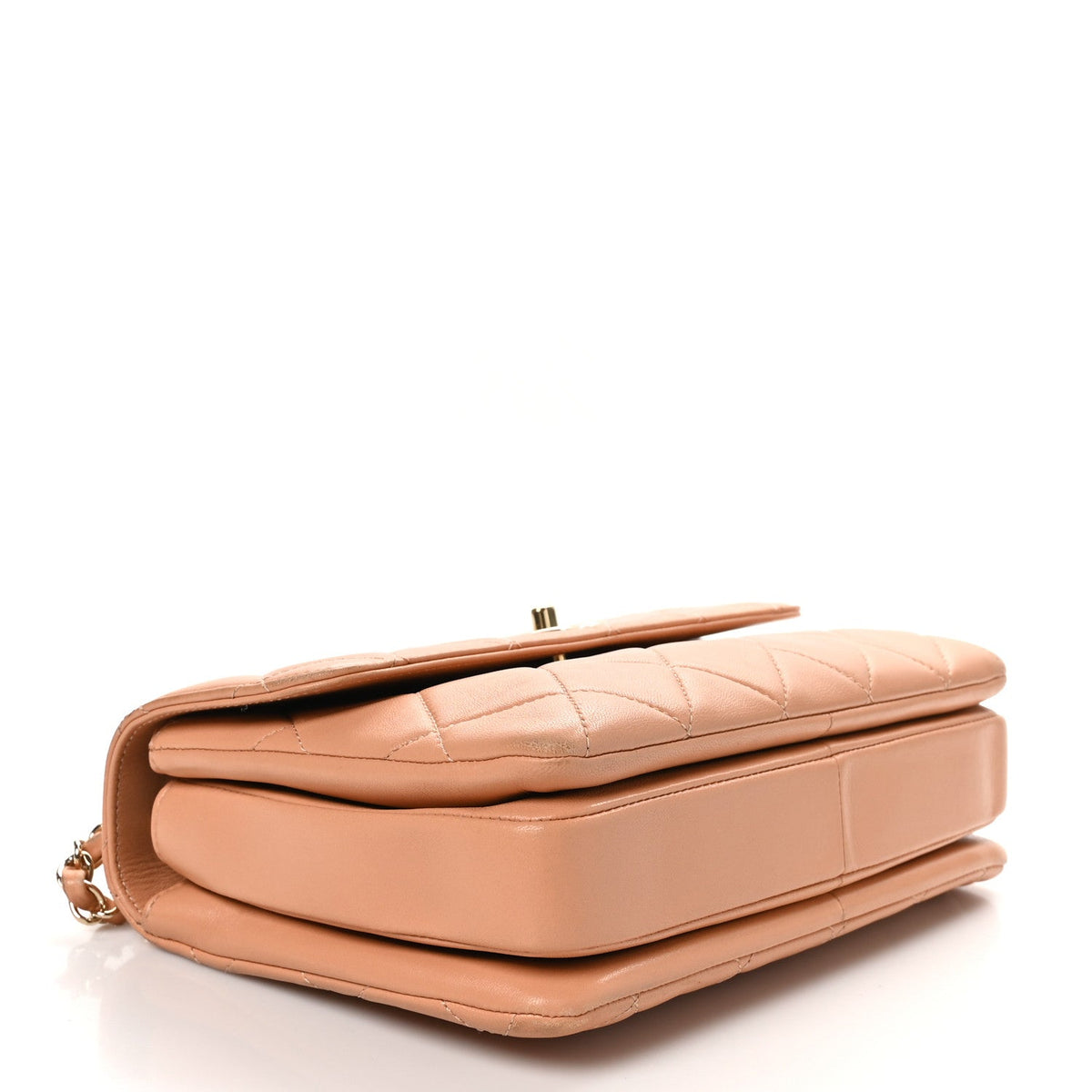 Lambskin Quilted Small Trendy CC Dual Handle Flap Bag Camel