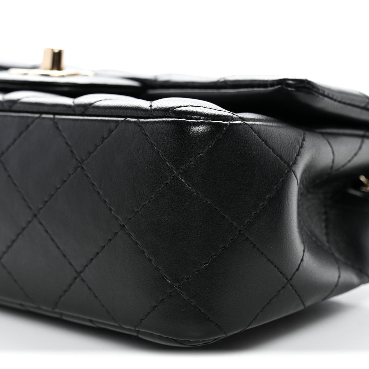 Lambskin Quilted Mini Rectangular Flap Black
