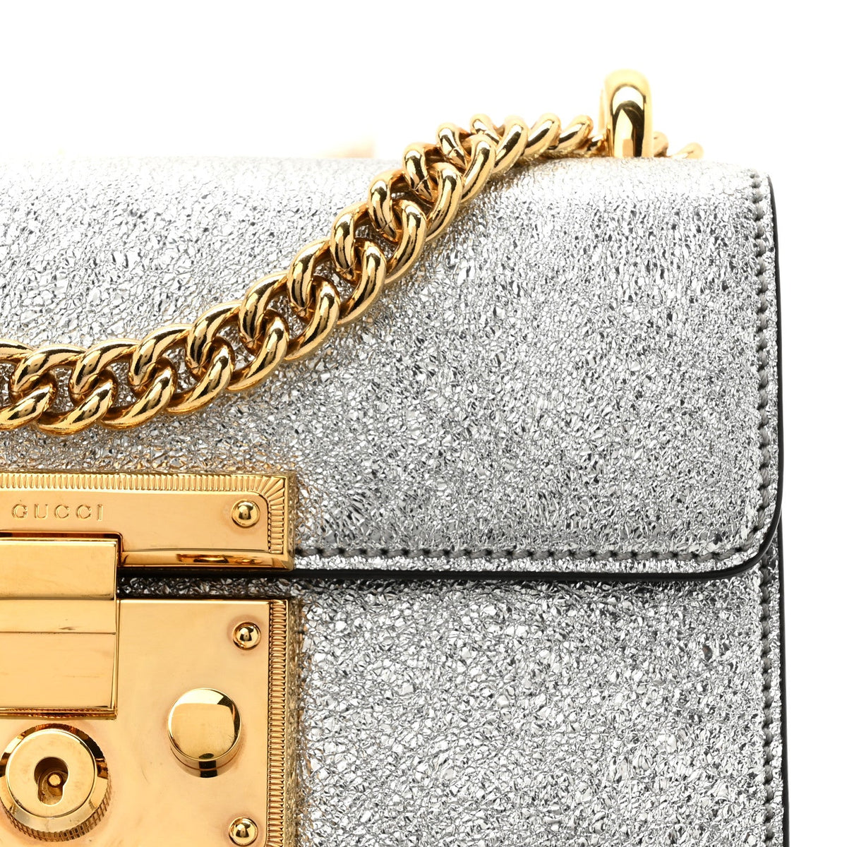 Galassia Small Padlock Shoulder Bag Argento