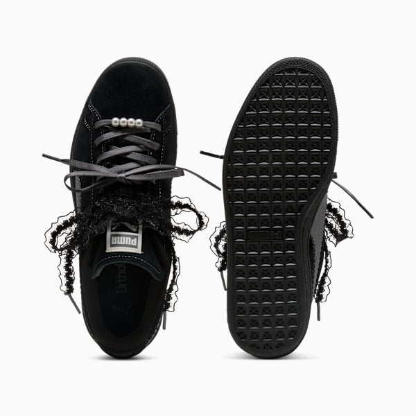 Puma Suede ¡ª Black / Lace Ribbon / Pearl puma shoes for men  womens shoes  roma shoes