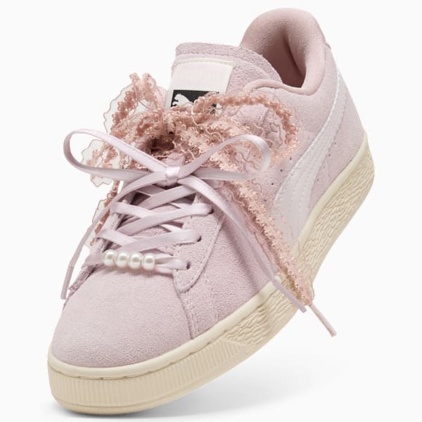 Puma Suede ¡ª Light Pink / Lace Ribbon / Pearl puma shoes for men  womens shoes  roma shoes