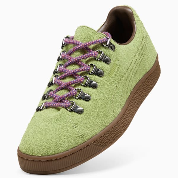 Puma Suede ¡ª Green / Metal Eyelets / Purple Laces puma shoes for men  womens shoes  roma shoes
