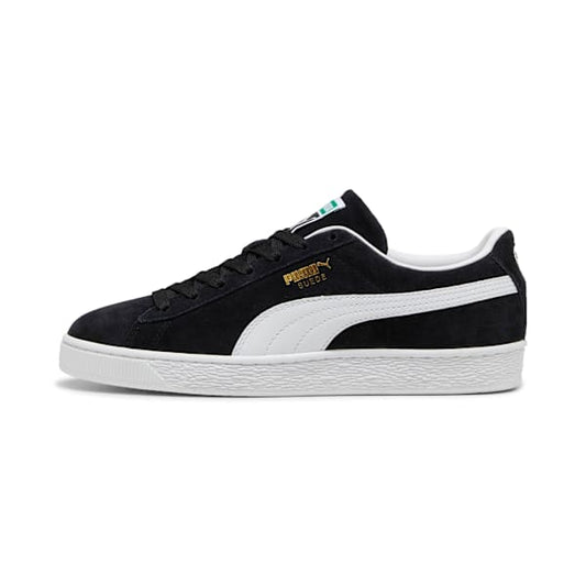 PUMA Suede Classic Black-White-Gold  puma shoes for men  womens shoes  roma shoes