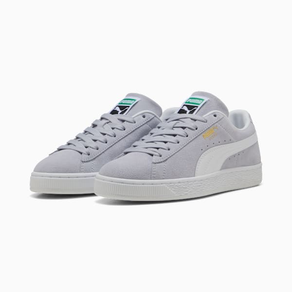 PUMA Suede Classic Light Gray-White-Gold puma shoes for men  womens shoes  roma shoes