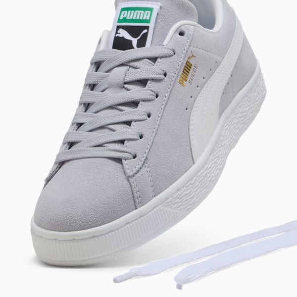 PUMA Suede Classic Light Gray-White-Gold puma shoes for men  womens shoes  roma shoes