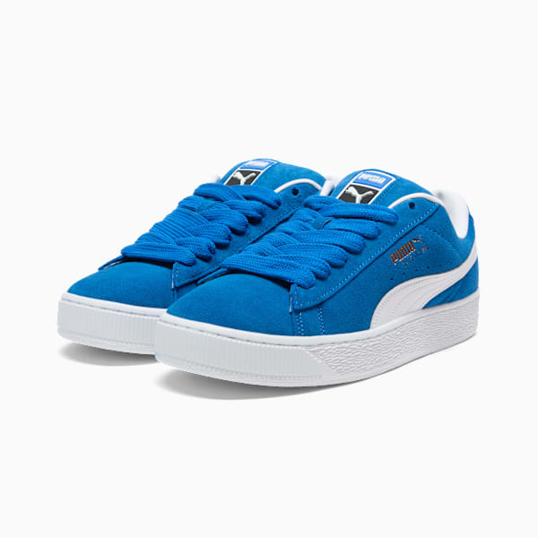 PUMA Suede XL Bright Blue-White-Gold puma shoes for men  womens shoes  roma shoes