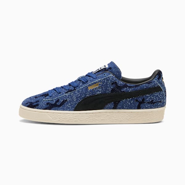 PUMA Suede Blue Camo?Black?Vintage Off?White puma shoes for men  womens shoes  roma shoes