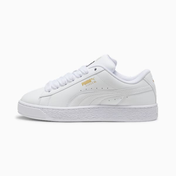 PUMA Suede XL Triple White Leather-Gold  puma shoes for men  womens shoes  roma shoes