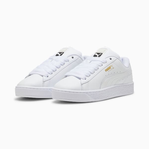 PUMA Suede XL Triple White Leather-Gold  puma shoes for men  womens shoes  roma shoes