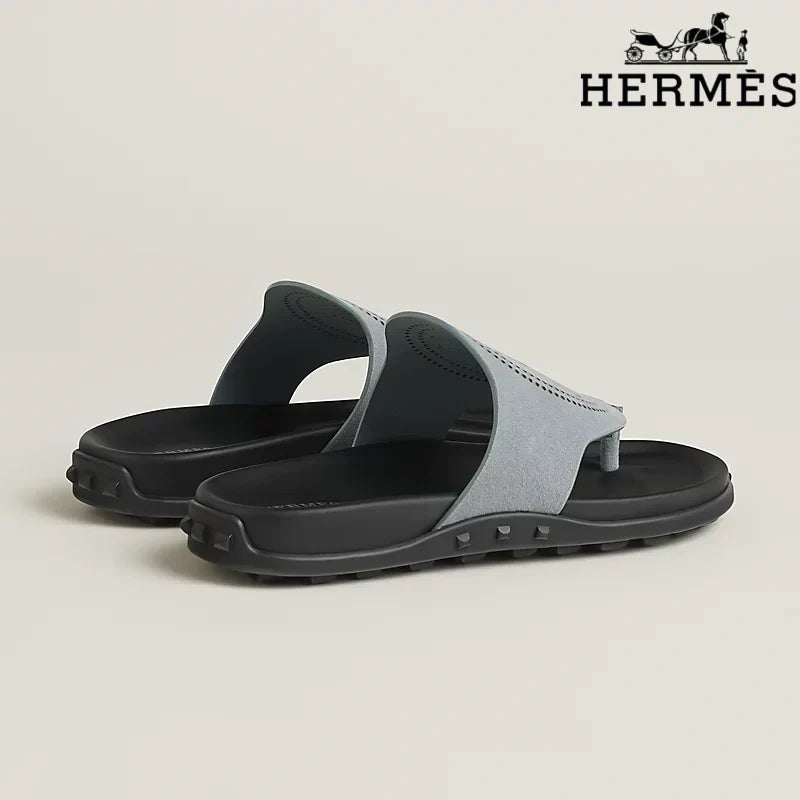 Herm¨¨s Multicolor Suede Flat Slide Sandals