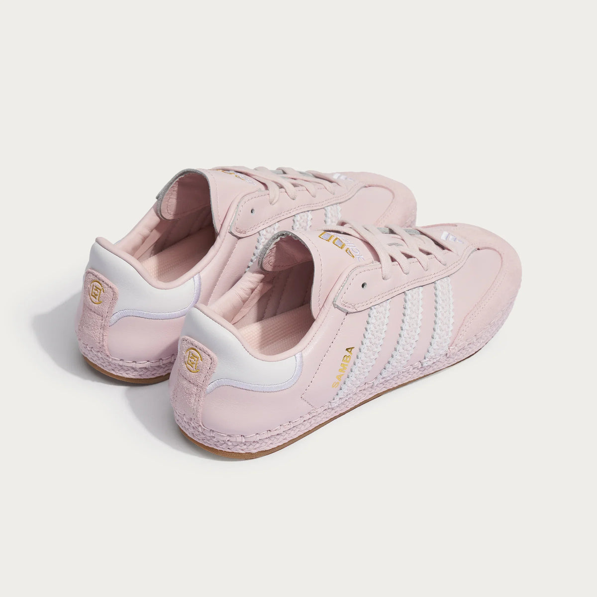 Adidas Originals ¨C Light Pink Woven Sole Leather Casual Sneakers