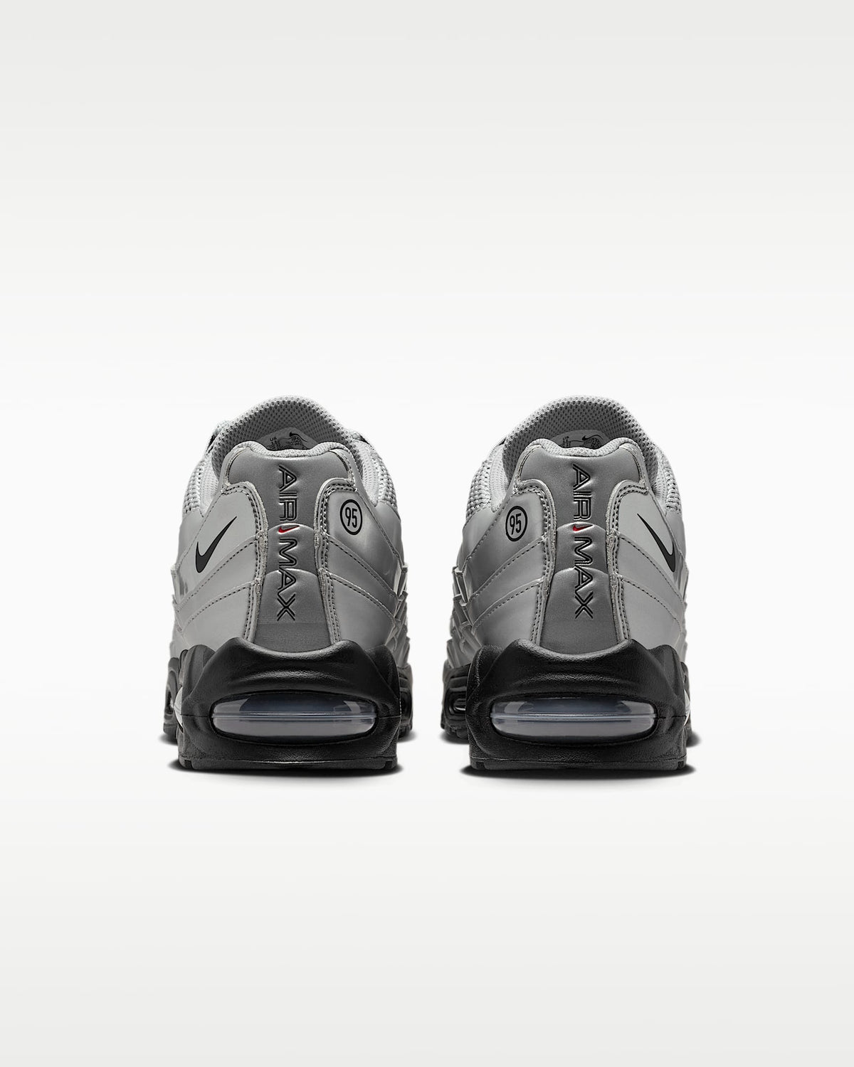 Nike Air Max 95 ¨C Metallic Silver / Black Mesh Athletic Sneakers