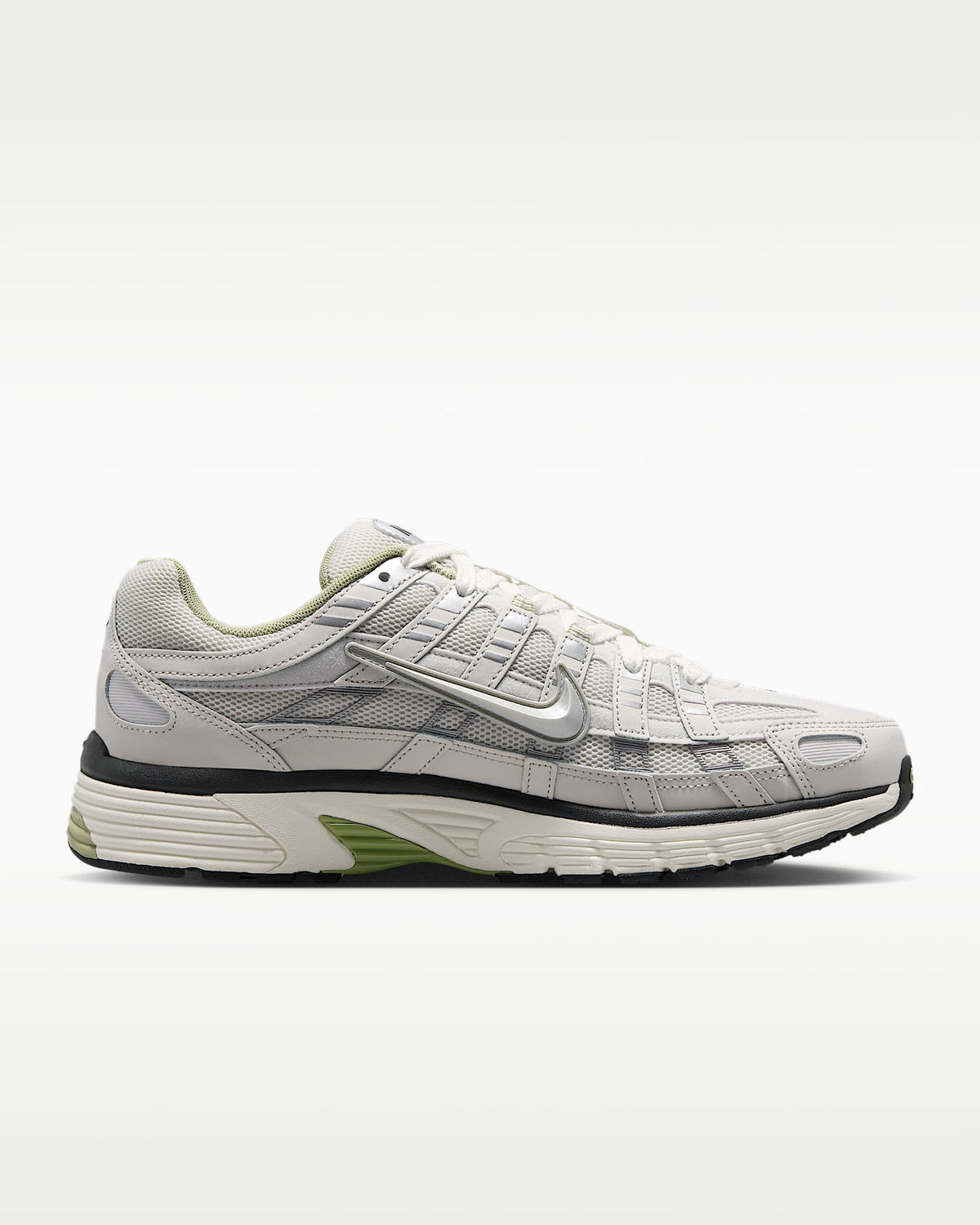 Nike P-6000 ¨C Light Grey / Silver / Green Mesh Athletic Sneakers