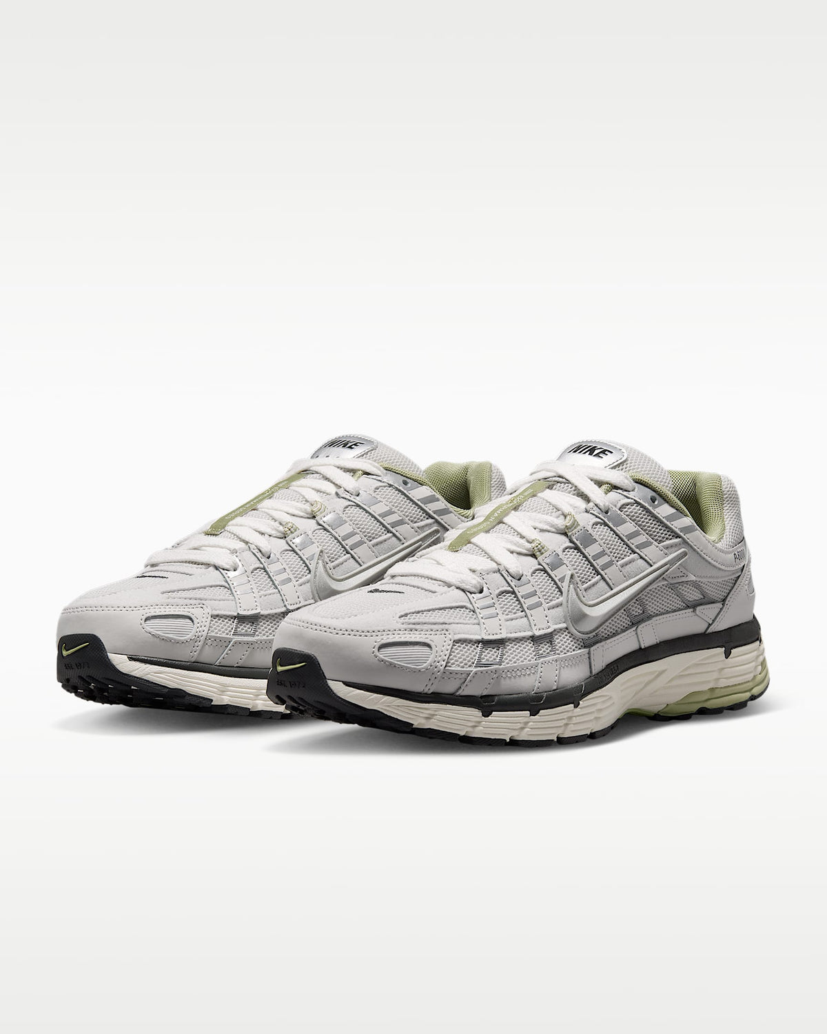 Nike P-6000 ¨C Light Grey / Silver / Green Mesh Athletic Sneakers