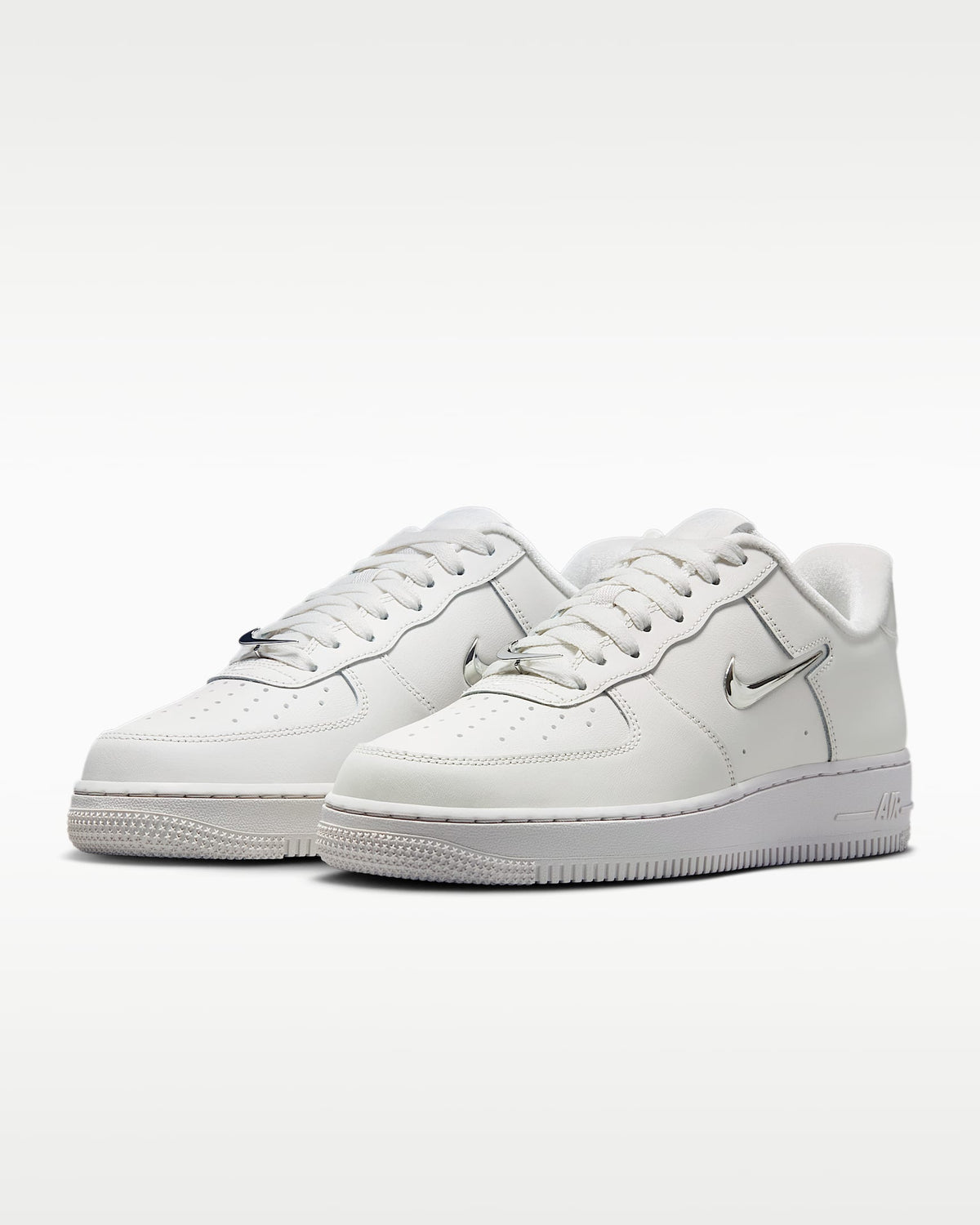Nike Air Force 1 '07 Sail Metallic Silver Mini Swoosh Sneakers mens low top shoes