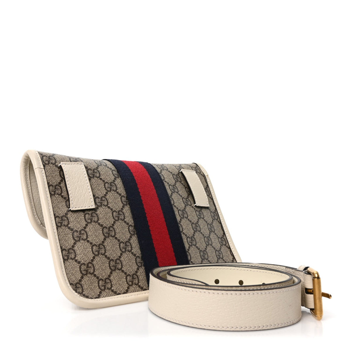 GG Supreme Monogram Web Small Ophidia Belt Bag 90 36 Beige Ebony White