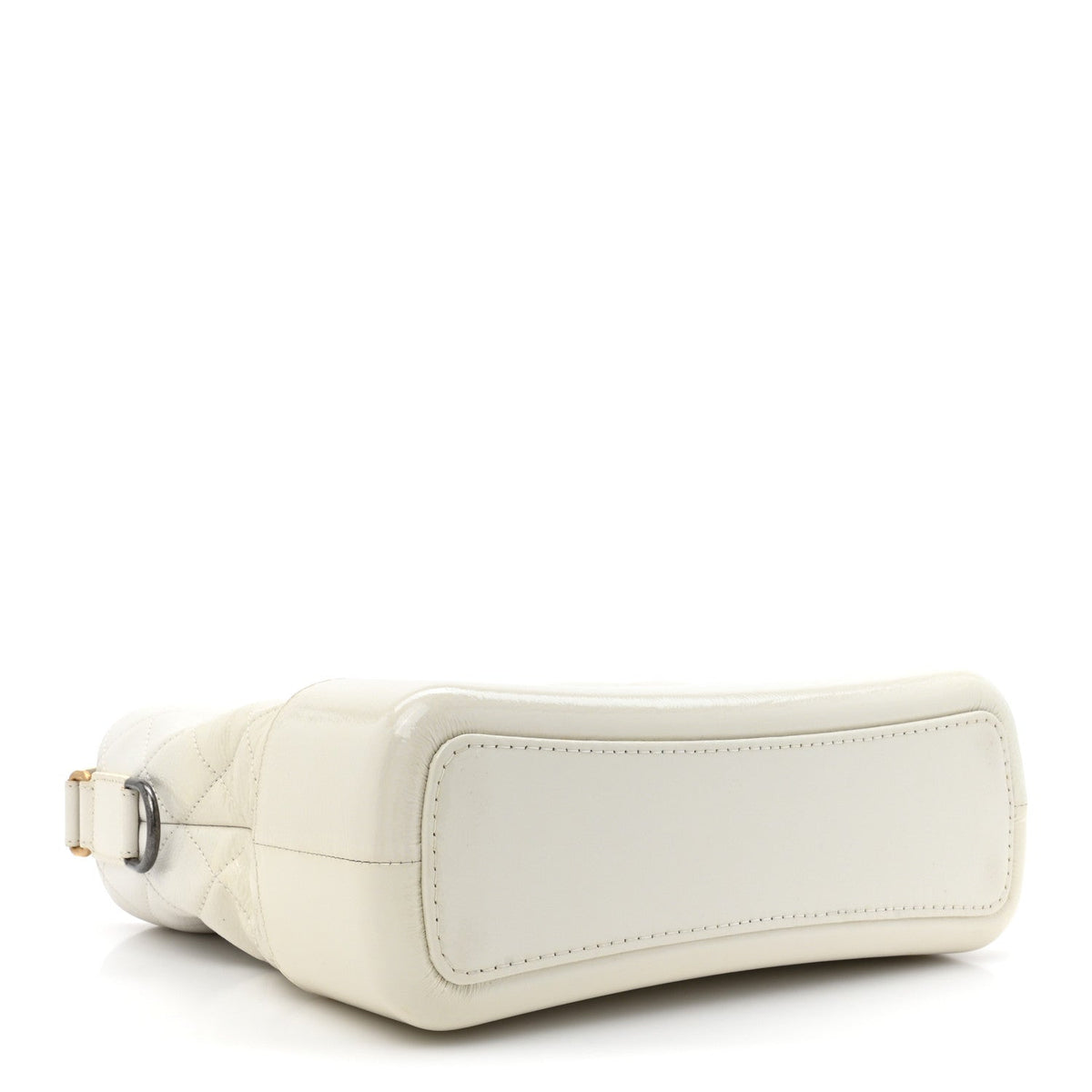 Patent Goatskin Quilted Medium Gabrielle Hobo White