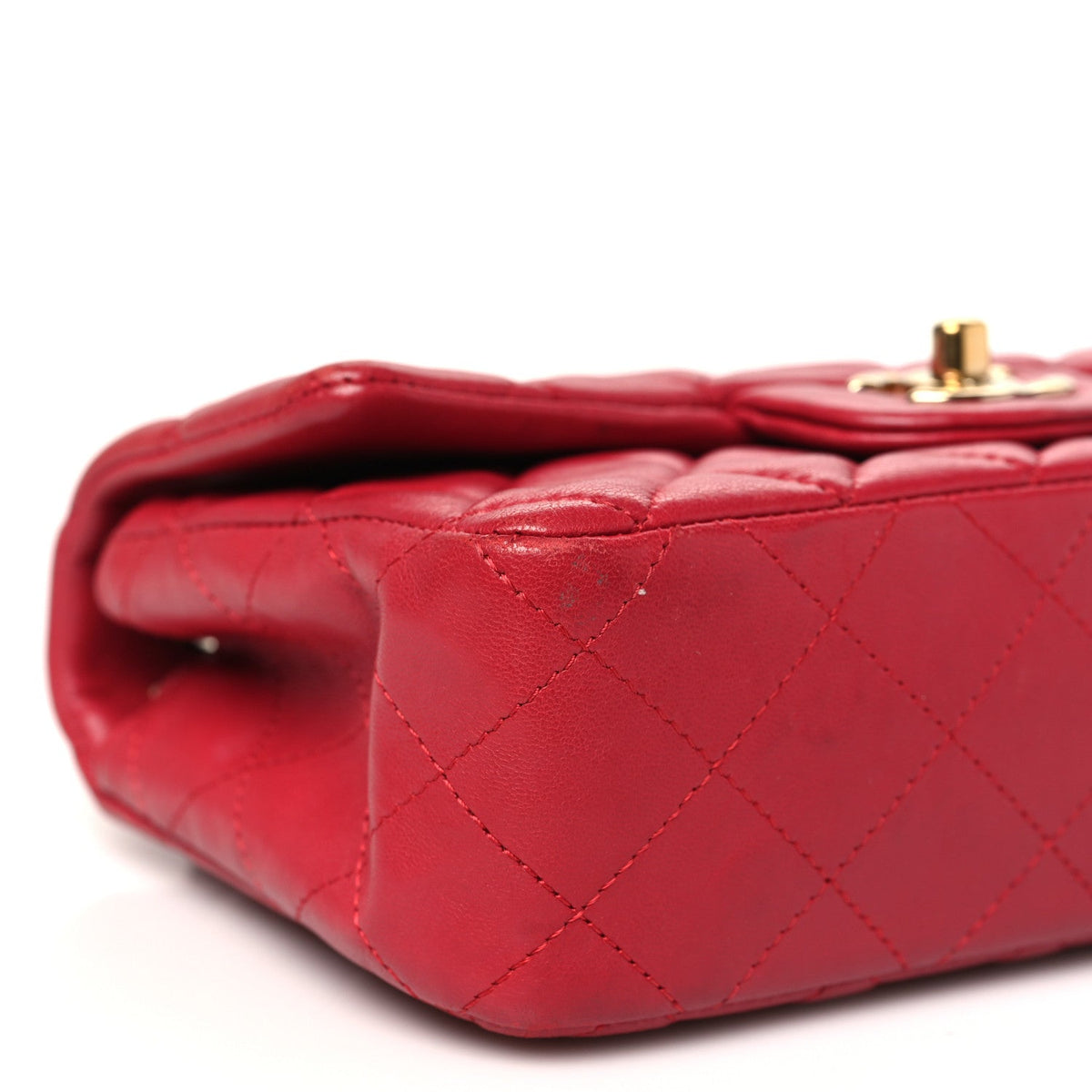 Lambskin Quilted Mini Rectangular Flap Dark Pink